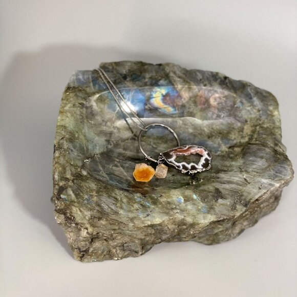 Labradorite Gemstone Dish - 5 lbs. 10 oz. | Crystal Bowl, Polished Geode - Picture 4 of 7